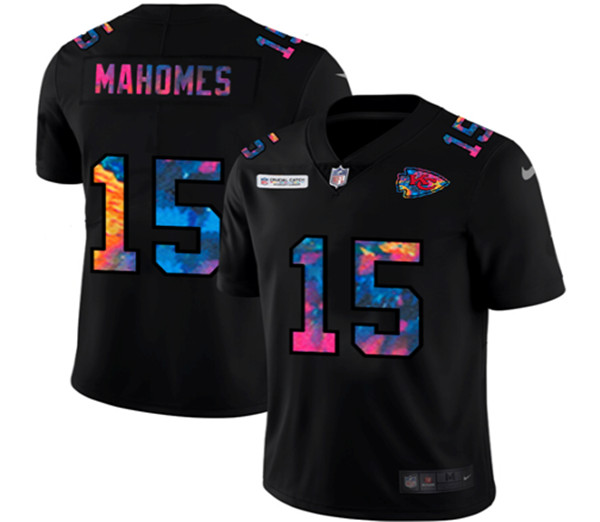 Men's Kansas City Chiefs Black #15 Patrick Mahomes 2020 Crucial Catch Limited Stitched Jersey
